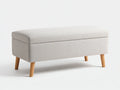 Banco con almacenaje para dormitorio 125 x 42 x 46 cm - beige claro y roble natural - diseño compacto y limpio