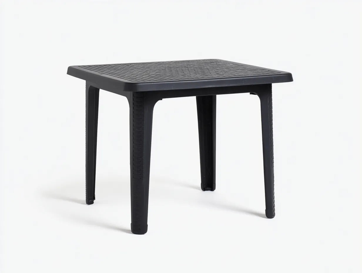Mesa de comedor exterior cuadrada 80 x 80 x 72 cm - negro antracita - tablero texturizado - uso diario al aire libre