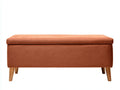 Banco con almacenaje para dormitorio 126 x 42 x 46 cm -terracota y madera clara - tapizado liso y forma redondeada