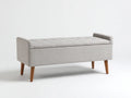 Banco con almacenaje para dormitorio 128 x 45 x 46 cm - gris claro y roble medio - asiento rectangular con tapa abatible