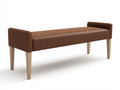 Banco tapizado para dormitorio 140 x 42 x 58 cm - marrón y roble claro - con laterales elevados y diseño contemporáneo