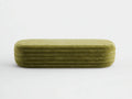 Banco tapizado para dormitorio 142 x 45 x 38 cm - verde oliva - forma ovalada acanalada y estilo decorativo