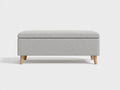 Banco con almacenaje para dormitorio 120 x 42 x 46 cm - gris claro y roble claro - diseño nórdico funcional