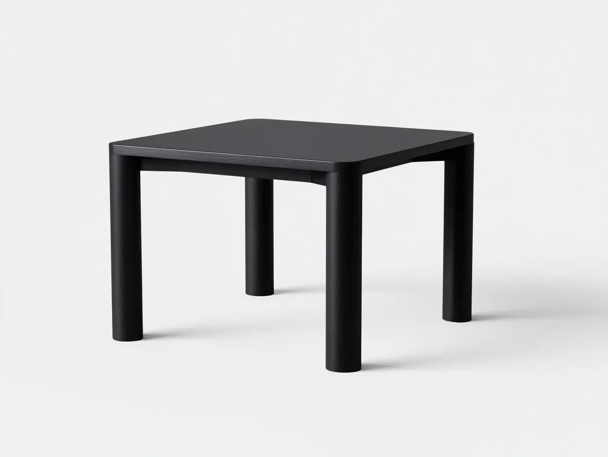 Mesa de comedor exterior cuadrada 80 x 80 x 74 cm - negro - patas redondeadas - para jardín moderno