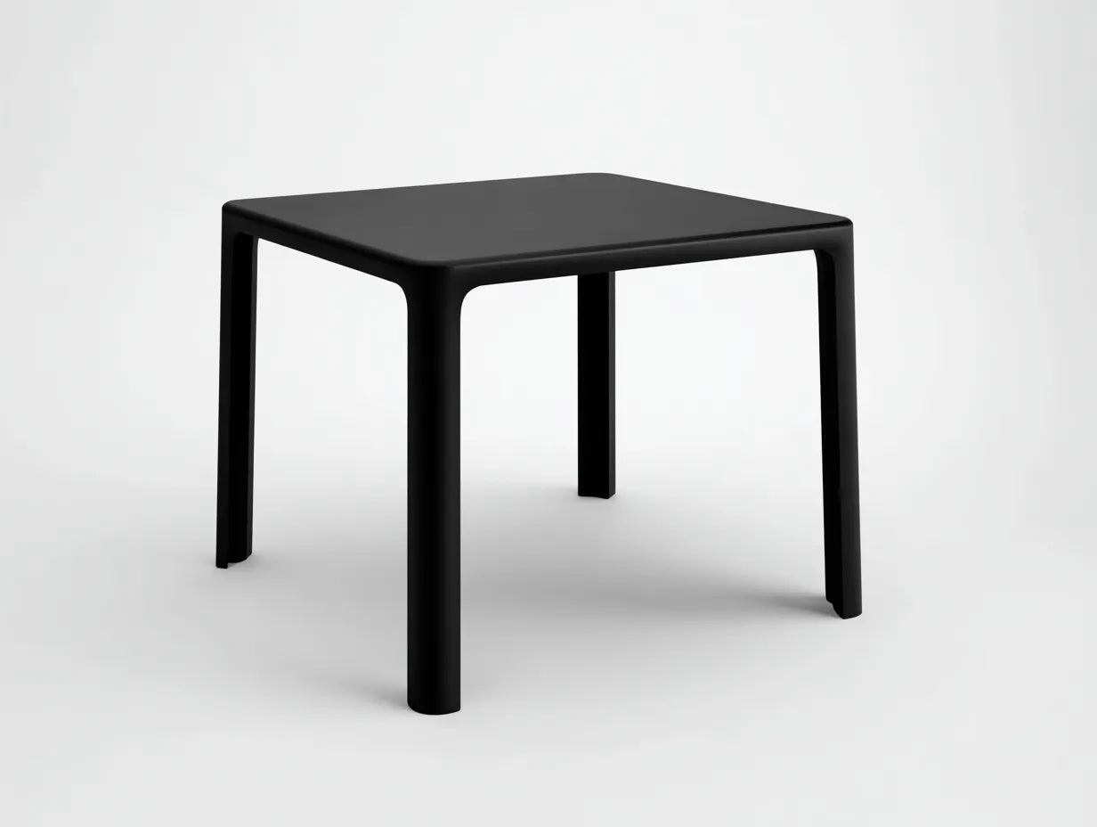 Mesa de comedor exterior cuadrada 79 x 79 x 74 cm - negro profundo - patas estilizadas - para patio y porche