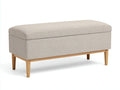 Banco con almacenaje para dormitorio 132 x 44 x 47 cm - gris perla y roble claro - con extremos curvos