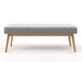 Banco tapizado para dormitorio 138 x 40 x 45 cm - gris claro y roble natural - estilo de líneas ligeras