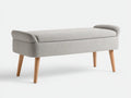 Banco con almacenaje para dormitorio 130 x 43 x 47 cm - gris claro y roble medio - con tapizado capitoné ligero