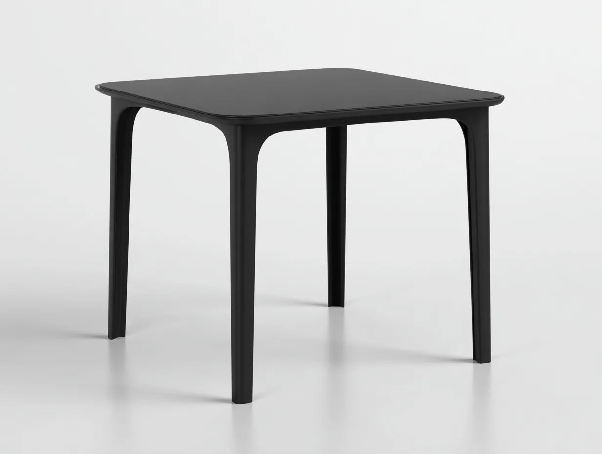 Mesa de comedor exterior cuadrada 80 x 80 x 75 cm - negro carbón - tablero liso - para comidas al aire libre
