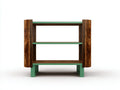 Vitrina 88x32x126 cm - nogal y verde - madera - estantería abierta de estilo moderno para salón